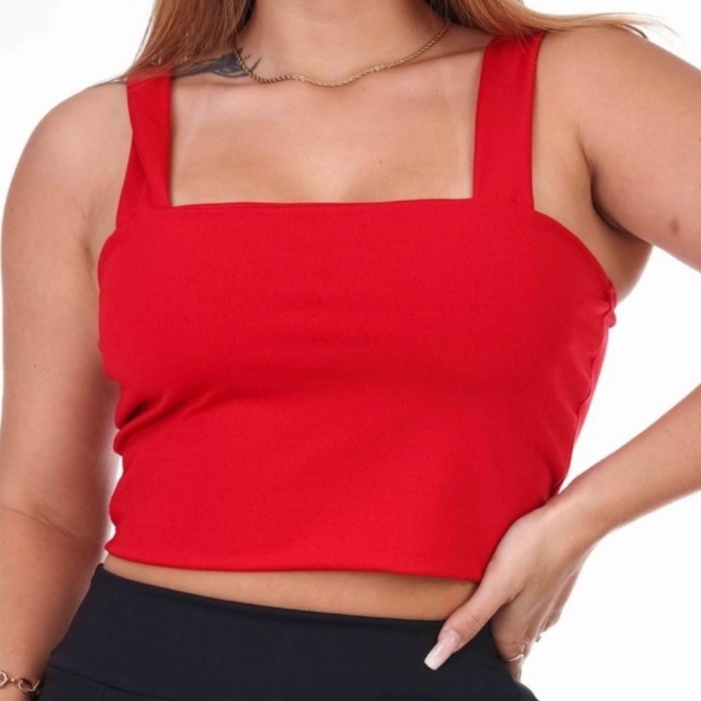 Sexy Red Square Neck Crop Top NWT BY ABARDSION .